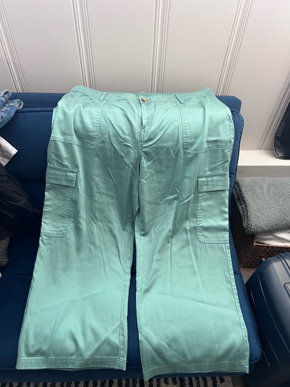 Plus Size Style & Co. Wide Leg Cargo Pants in Mint Green